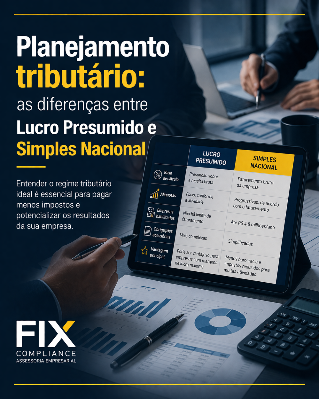 Planejamento tributário e as diferenças entre os regimes Lucro Presumido e Simples Nacional, com foco em prestadoras de serviços